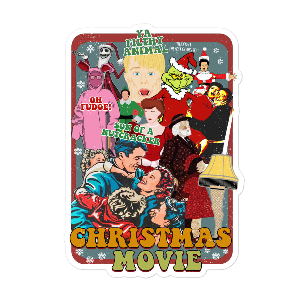 Festive Christmas Movie Favorites Collage Bubble-free stickers